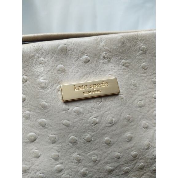 Kate Spade Beige Leather Ostridge Embossed Chain Strap Satchel Shoulder Bag - Picture 4 of 13